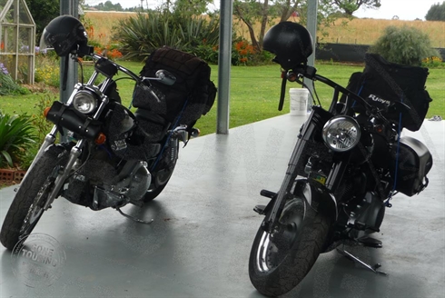 Motorcycles loaded ready for touring